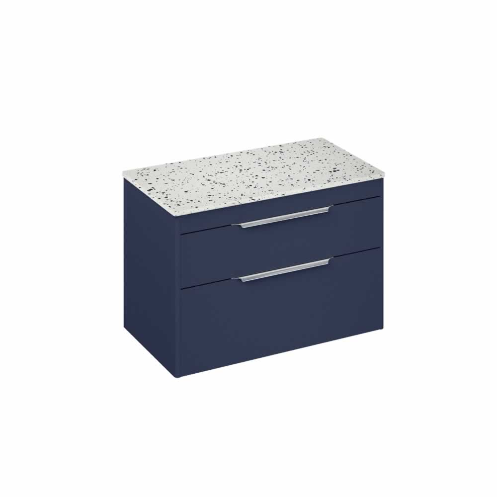Shoreditch 85cm double drawer Matt Blue with Ice Blue Worktop
